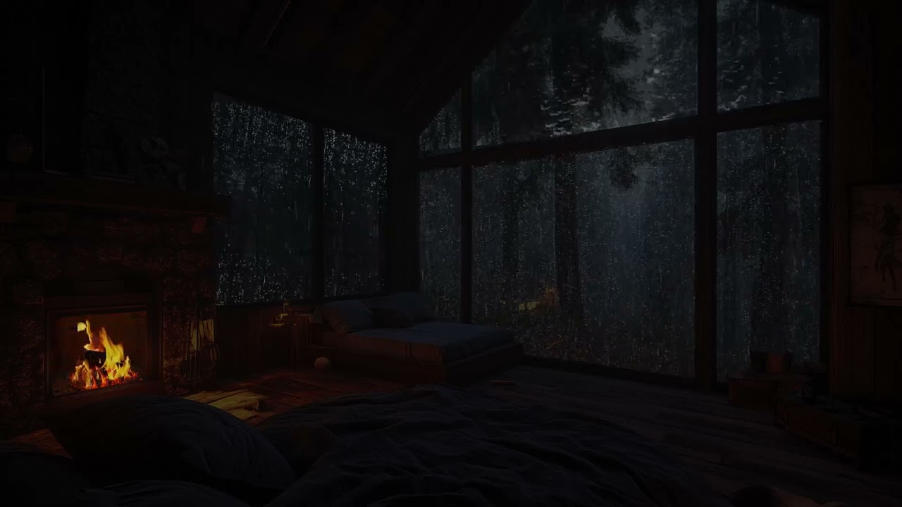 Gentle Rainfall & Warm Fireplace Sounds 🌧️🔥 | Home Comfort Ambience for Sleep