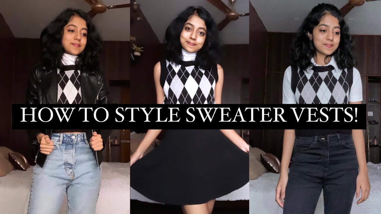 How to style a sweater vest! 1 vest 6 outfits | Different ways to wear a sweater vest!