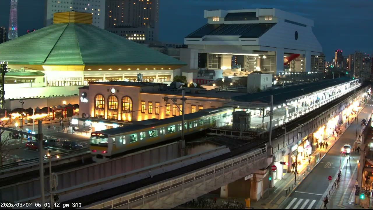 東京ライブカメラ 4K | 両国・相撲の街 | 伝統ある下町風景 | 2026-03-07
