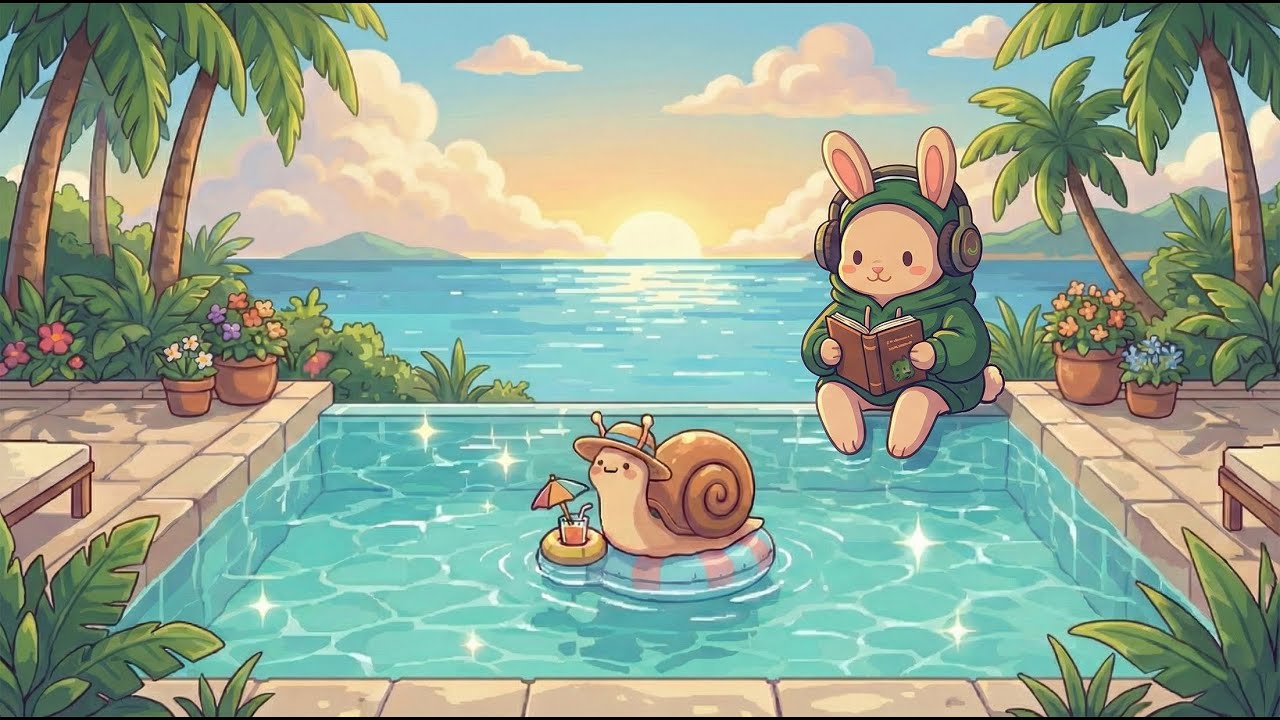 Ocean Breeze Cozy Critter Chill Beats Lofi 🌊 Study, Focus & Relaxing🎧🐾