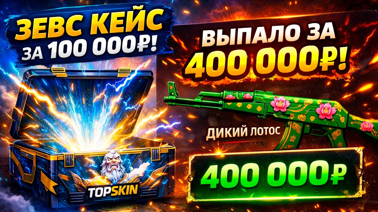 ОТКРЫЛ КЕЙС ЗЕВС ЗА 100.000 и ВЫБИЛ ДИКИЙ ЛОТОС ЗА 400.000 НА TOPSKIN! (CS2/КС2)