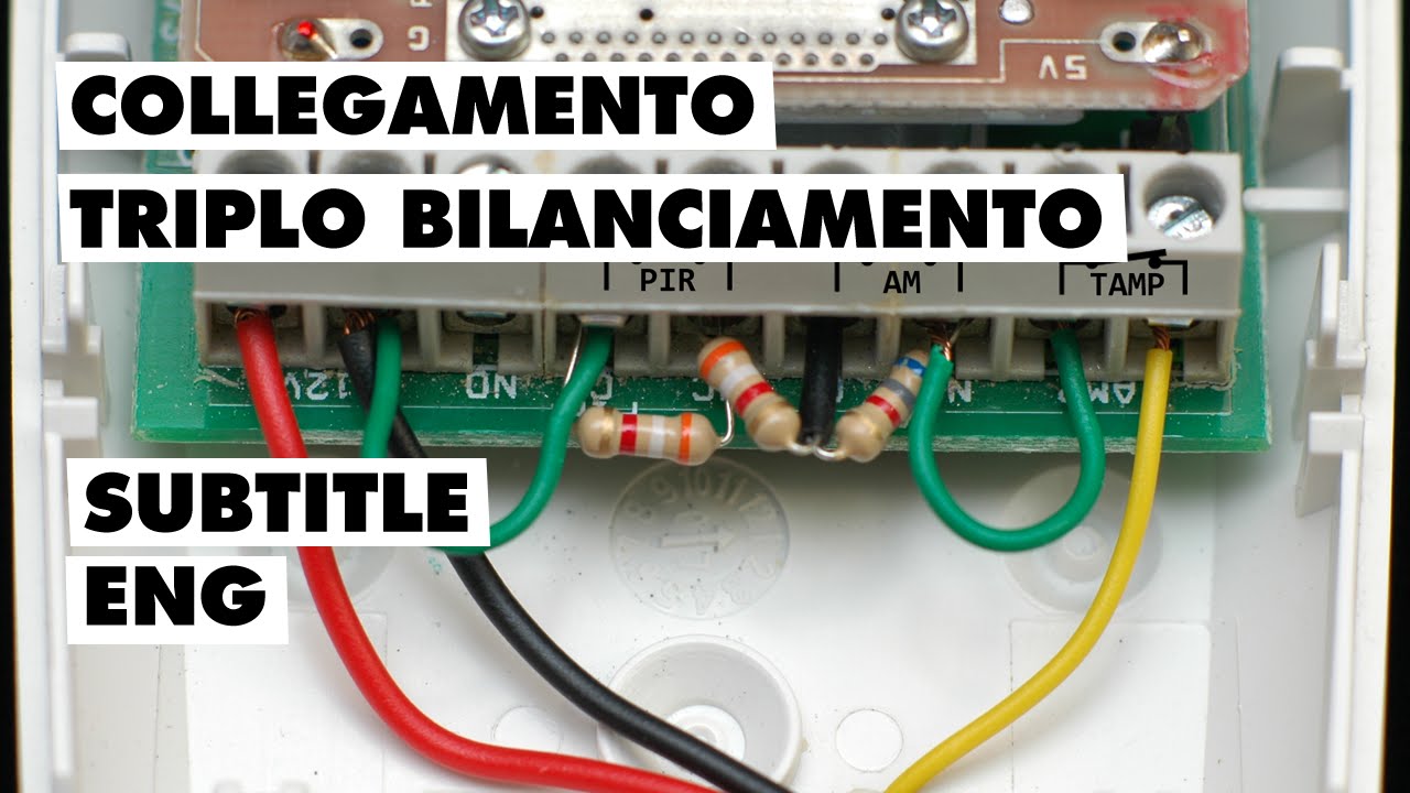 Collegamento del sensore di movimento con il triplo bilanciamento su una centrale di allarme INIM