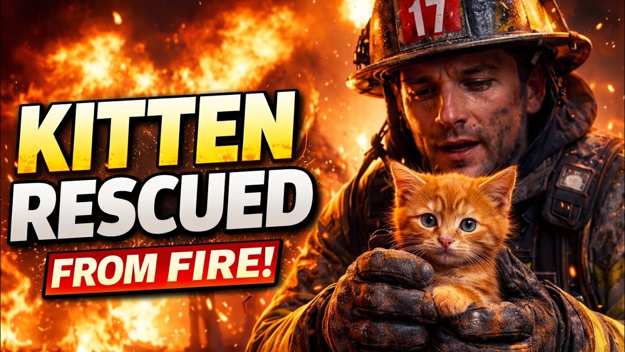 Firefighter Risks His Life to Save a Tiny Kitten From a Burning House #catrescue #kittenrescue 