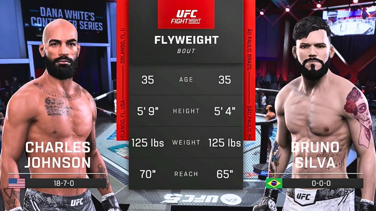 Charles Johnson vs Bruno Silva FULL FIGHT | UFC 5 AI Simulation Gameplay (CPU vs CPU)