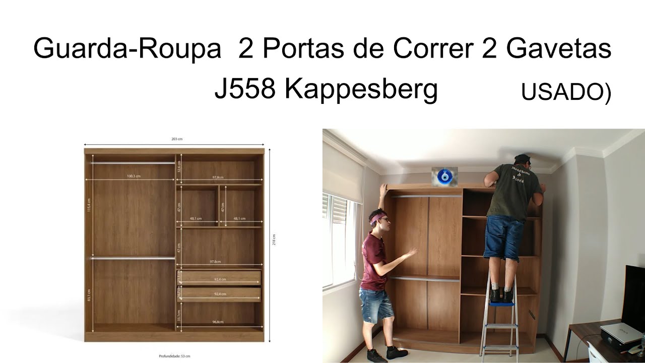 USADO) guarda roupas 2 portas de correr kappesberg J588 #diy #montagem#guardaroupas #riograndedosul