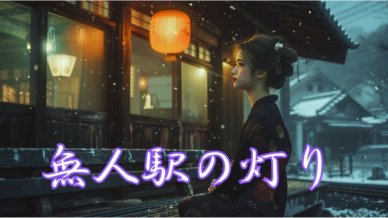 昭和レトロ演歌風｜雪の無人駅で響くハーモニカ｜無人駅の灯り｜１時間耐久
