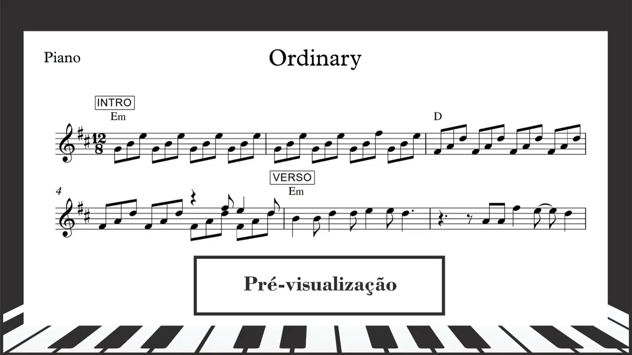 Partitura da música Ordinary