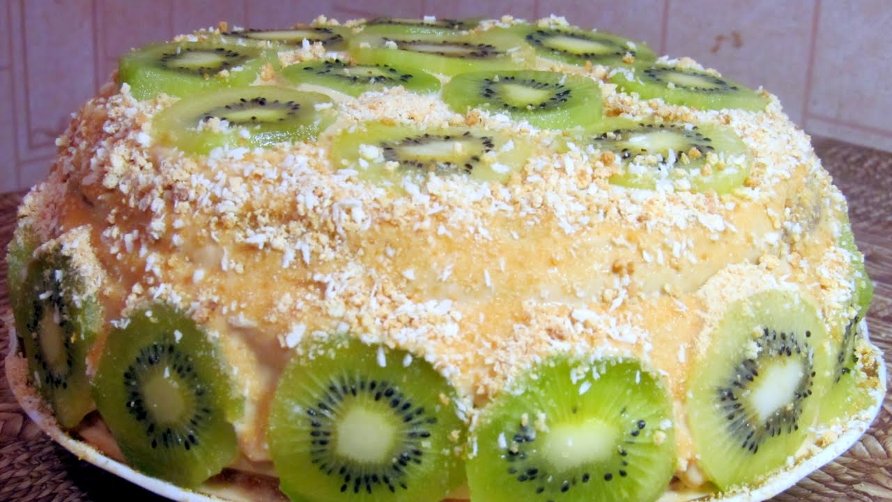 СТАНЕТ ВАШИМ ЛЮБИМЧИКОМ! 😍 Бисквитный ТОРТ с киви и бананом 💖 К ЛЮБОМУ ПОВОДУ!