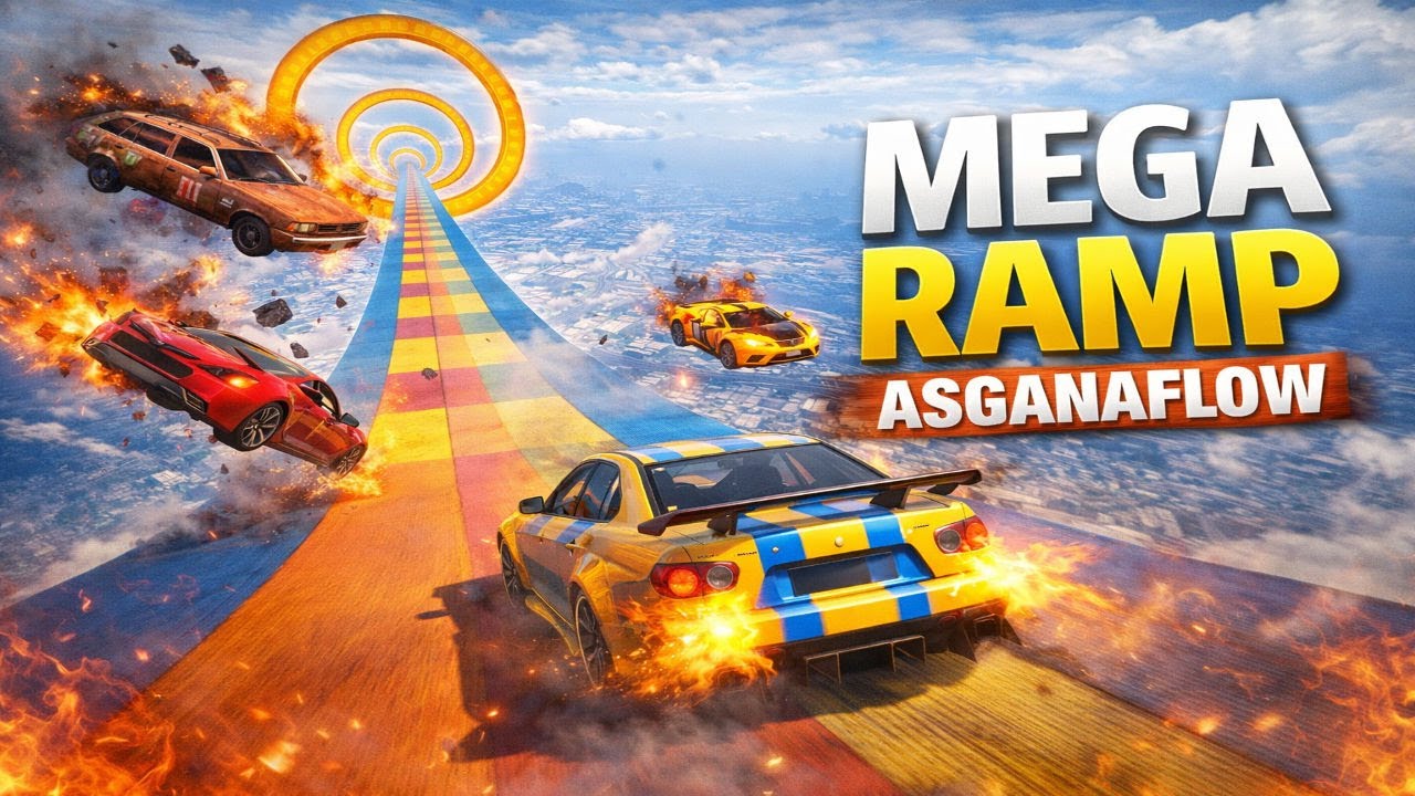 Mega Rampa ASGANAFLOW 😱 | GTA V Insane Mega Ramp Race