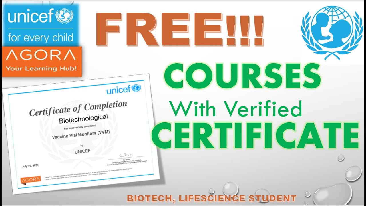 UNICEF's FREE online COURSES | International CERTIFICATE | Biotech, Lifescience student must Enroll.