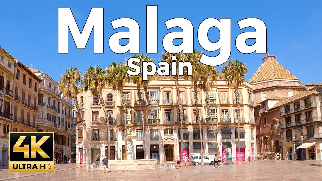 Malaga, Spain Walking Tour (4k Ultra HD 60fps) – With Captions