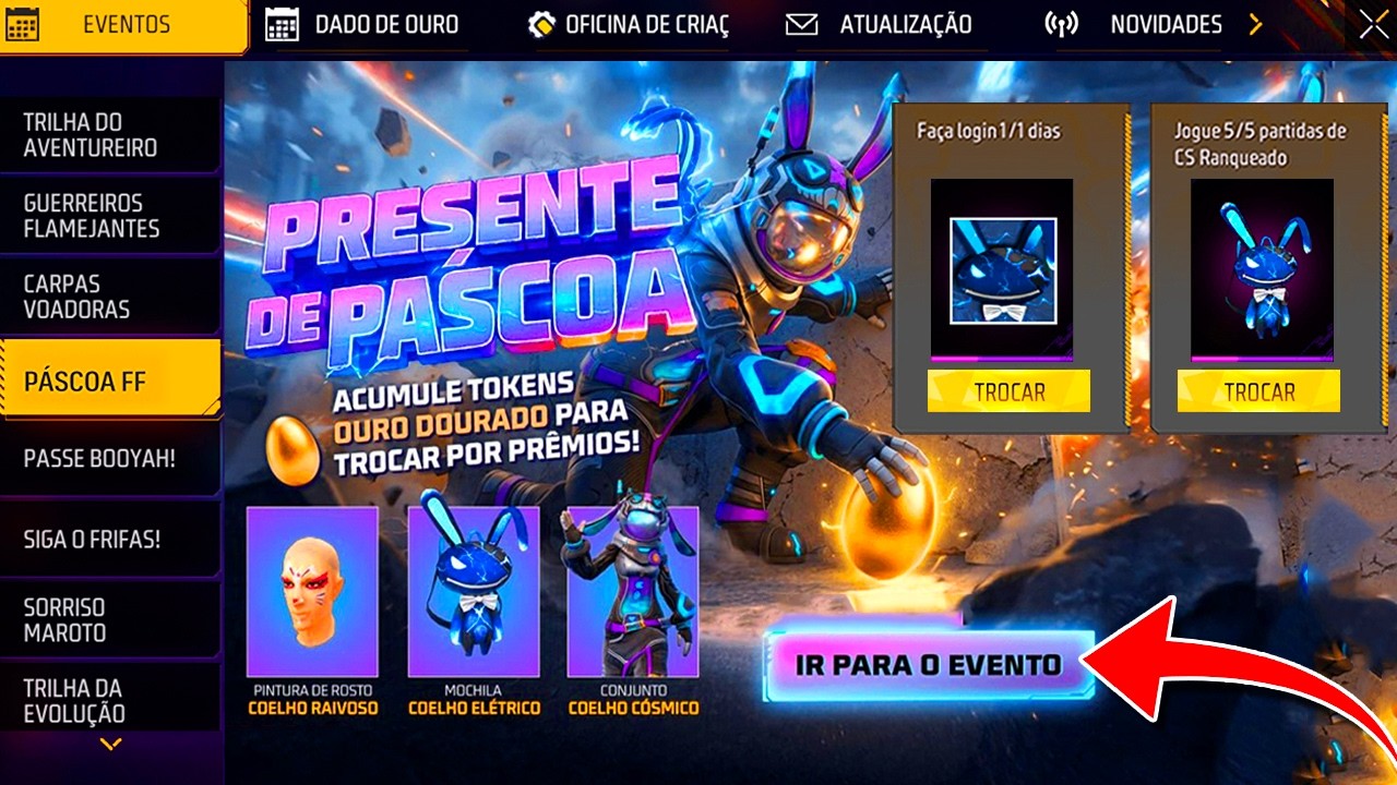CORRE! COMO PEGAR A MOCHILA DO COELH&Atilde;O, ITENS LOJA MISTERIOSA DE PASCOA, NOVIDADES FREE FIRE