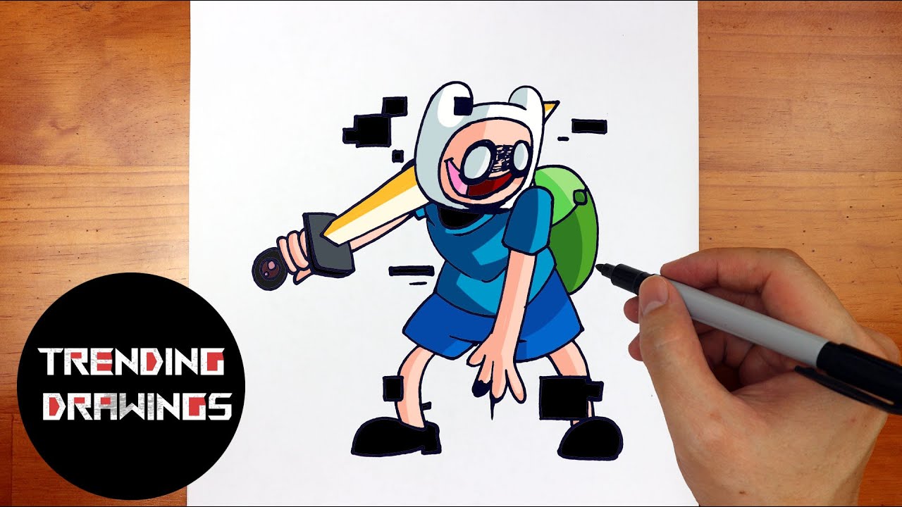 How To Draw FNF MOD Character - Corrupted Pibby Finn Easy Step by Step
