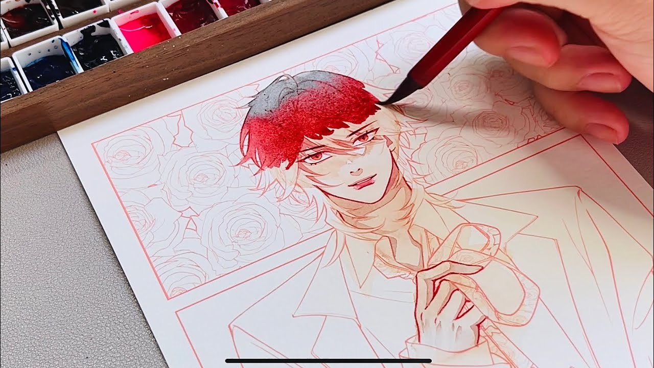 Watercolor art speedpaint | Ám ảnh màu đỏ