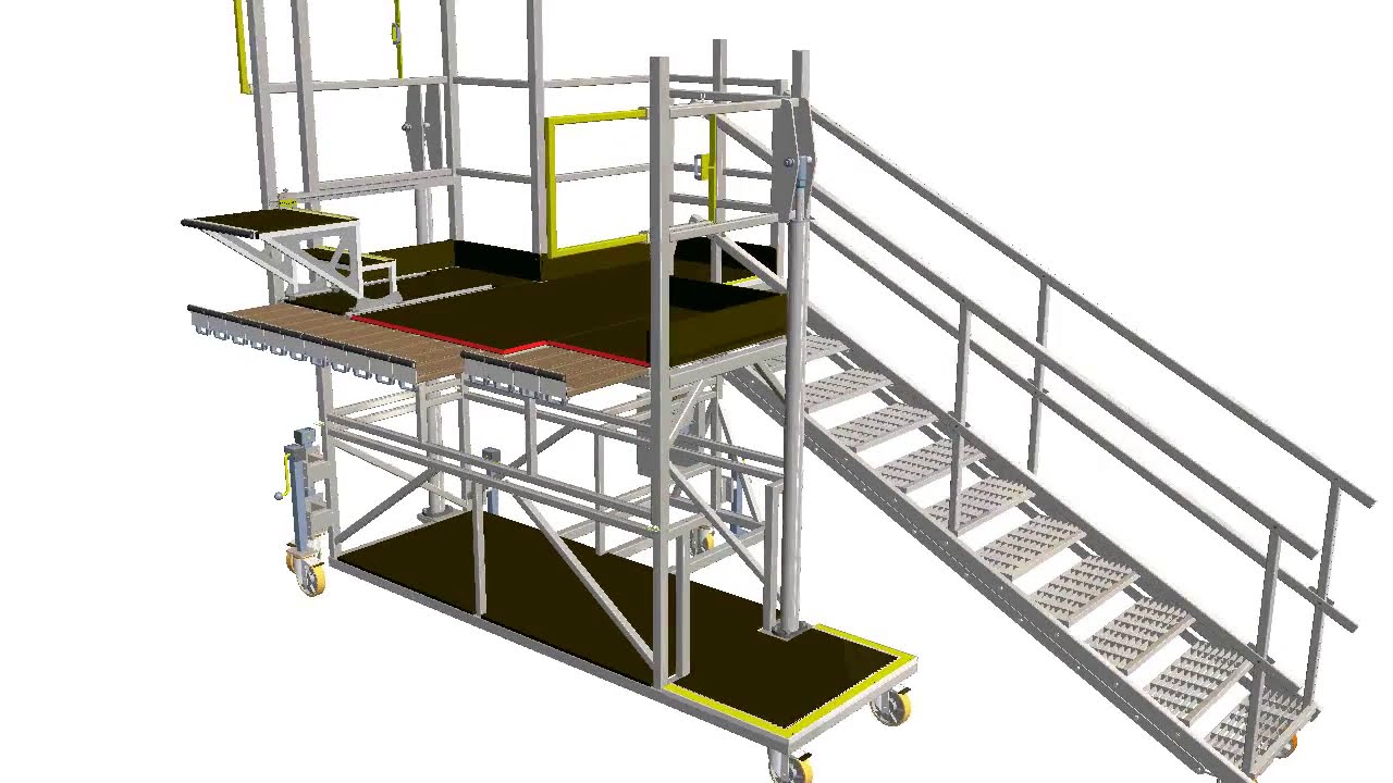 Variable Height Access Platform with Profiling Fingers for Aircraft Maintenance