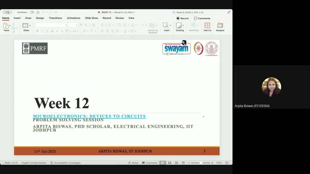 Week12 Microelectronics: Devices to Circuits noc25_ee110