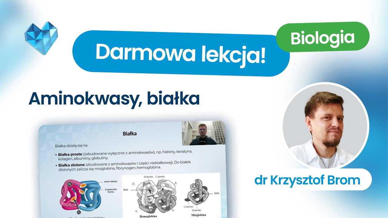 Aminokwasy, białka &ndash; lekcja &ndash; matura biologia 2026 &ndash; Kurs maturalny z biologii &ndash; Biomedica