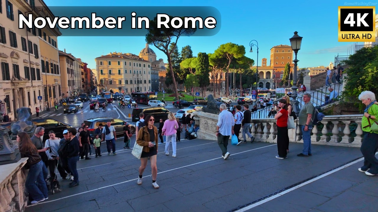 Рим в ноябре 4K – Спокойная прогулка по улицам Вечного города (walking tour & путешествие)