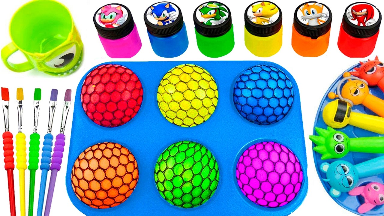 Satisfying Video l DIY How To Make Rainbow Balls Rolling Along Crunchy Ice Slime Tracks ASMR Sounds