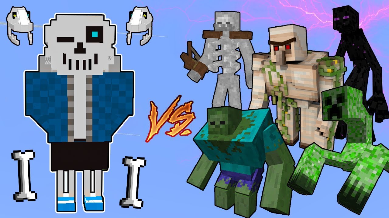 Undertale Sans Vs. Mutant Monsters in Minecraft