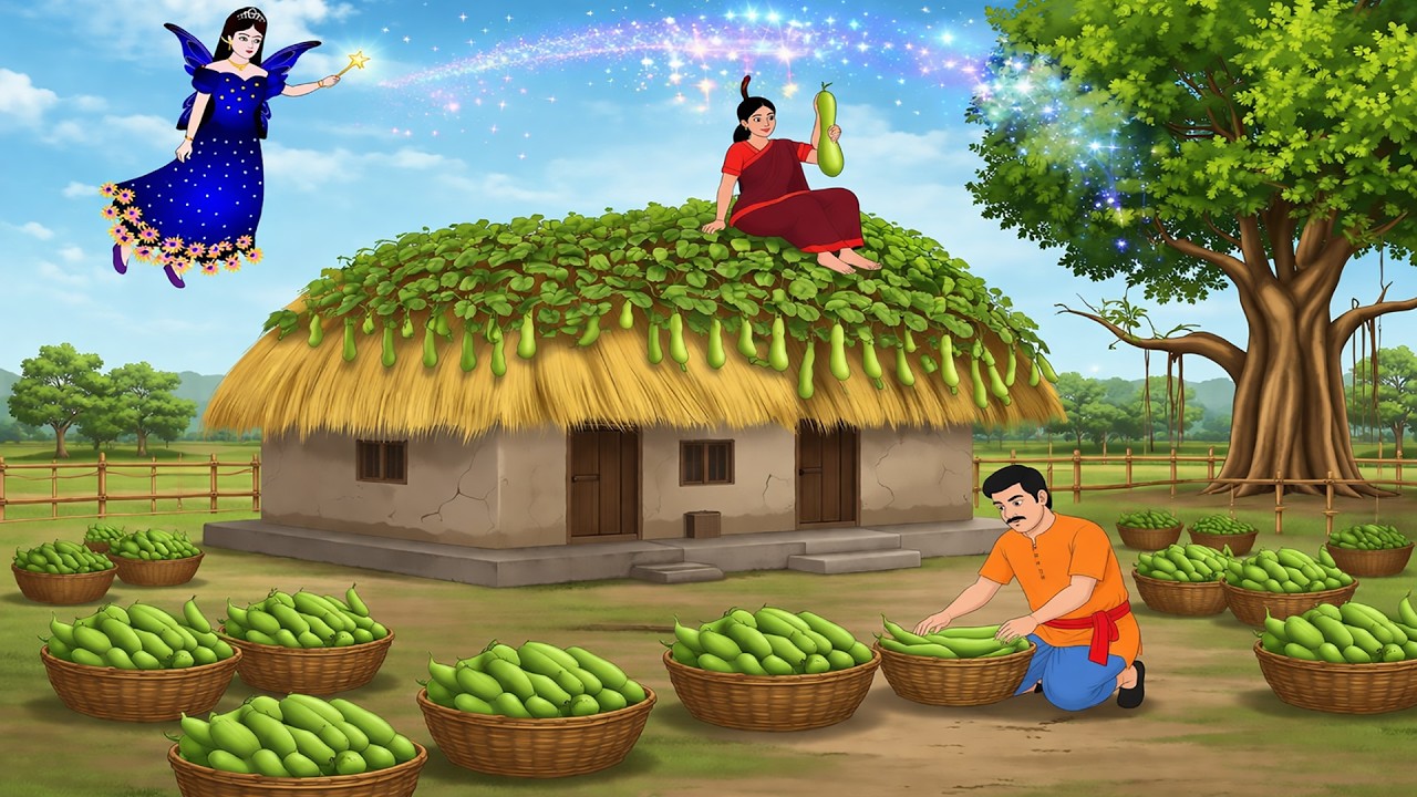 খড়ের চালে লাউ চাষ । Rupkothar golpo। Bengali Moral Stories Cartoon। Bangla Golpo। নীল চাদের দেশ
