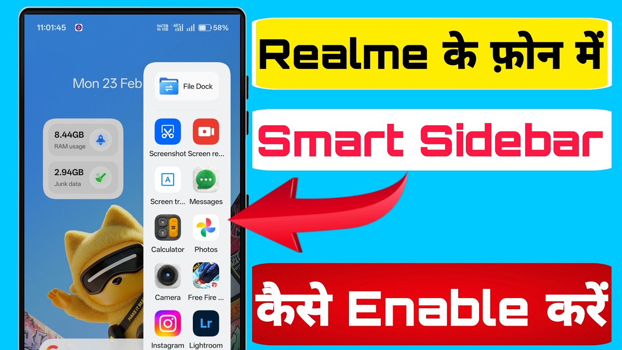 Realme sidebar Settings | Realme c53 smart sidebar setting enable kare #realme #oppo #sidebar #ui7