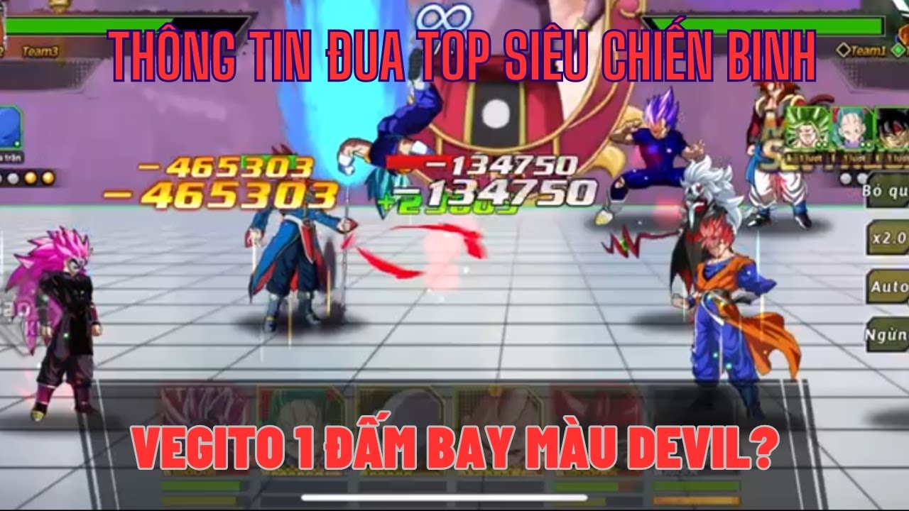 Rồng thần siêu cấp - Đua top siêu chiến binh quay lại - Vegito Blue 1 đấm bay màu Devil?