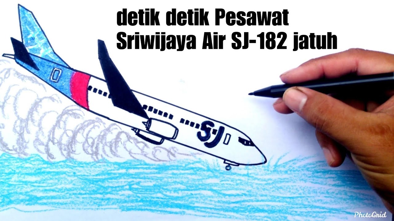 Detik detik Pesawat Sriwijaya Air SJ-182 Jatuh Di Laut, Menggambar dan Mewarnai Pesawat #DN