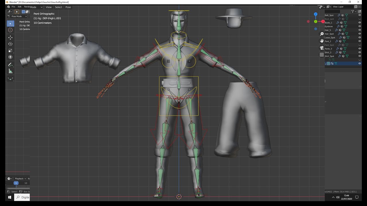 Criando Ossos Humano - Personagem com varias roupas - Blender 2.8 Tutorial 1/2