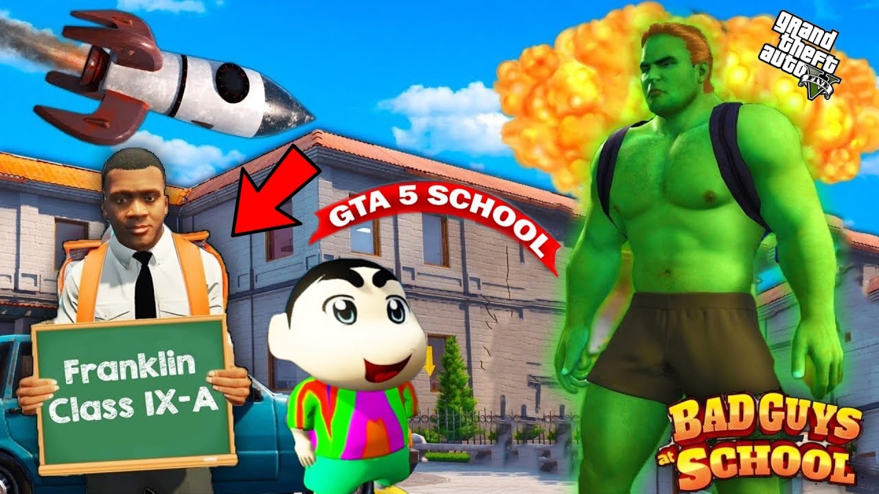 Franklin & Shinchan First Day Of NEW SCHOOL in GTA 5 | Shinchan Funny BAD GUYS School || GTA 5 TAMIL