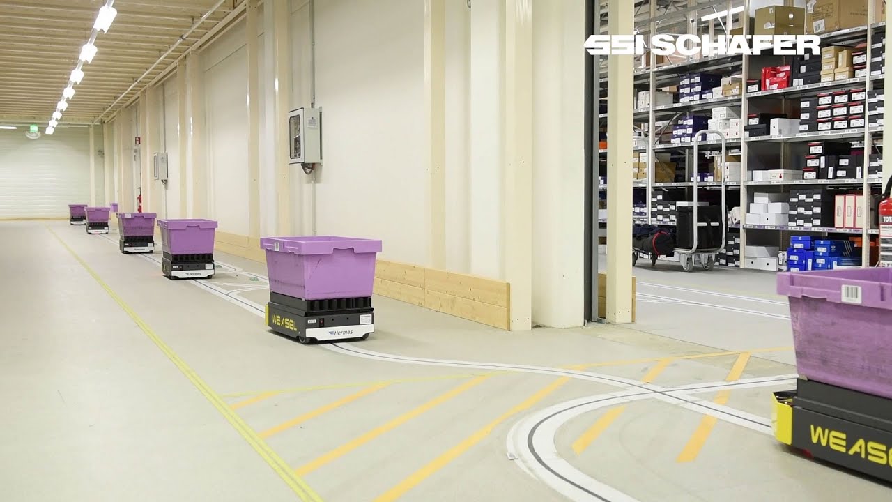Fahrerloses Transportsystem WEASEL® für Hermes Fulfilment GmbH | SSI SCHÄFER