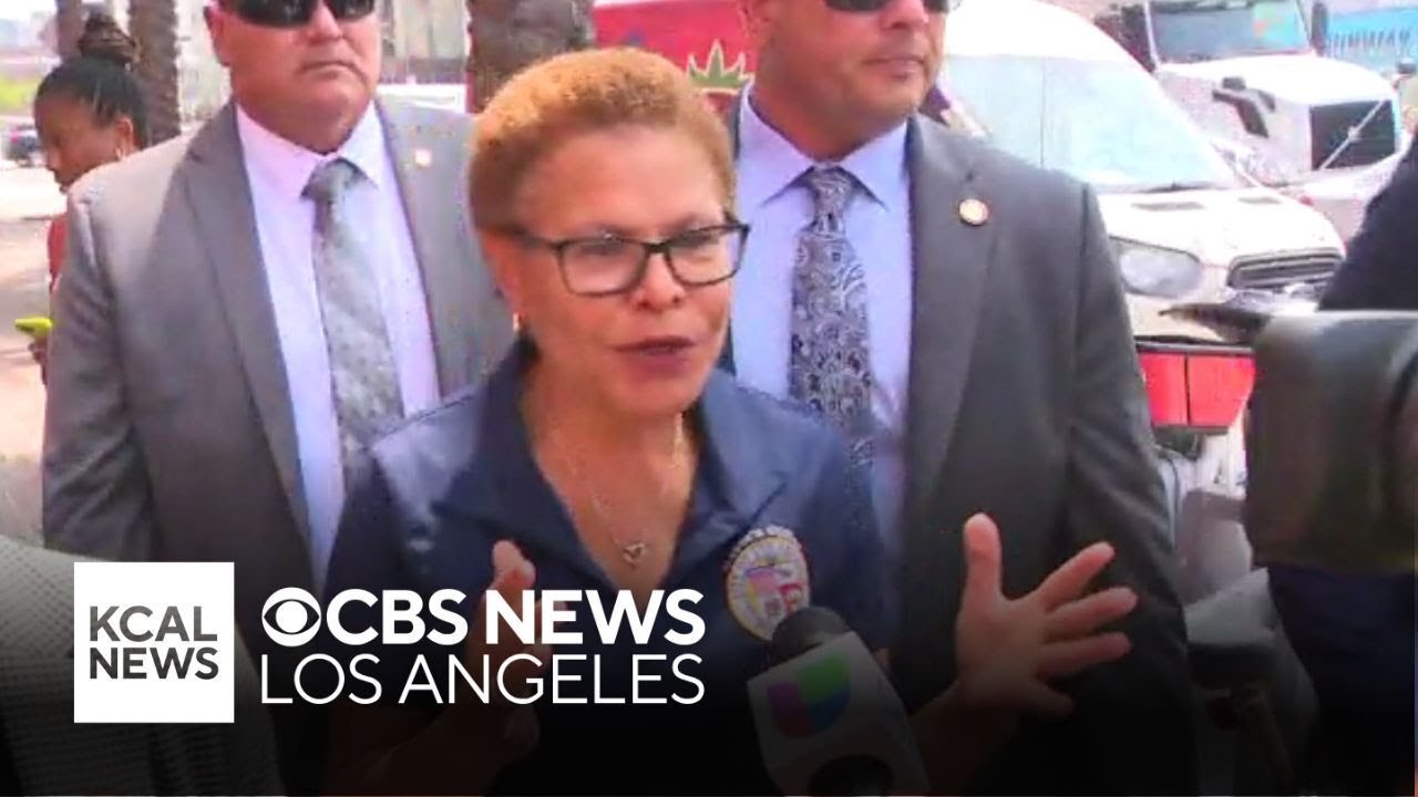 Mayor Karen Bass responds to immigration operation outside Gov. Newsom's L.A. press conference