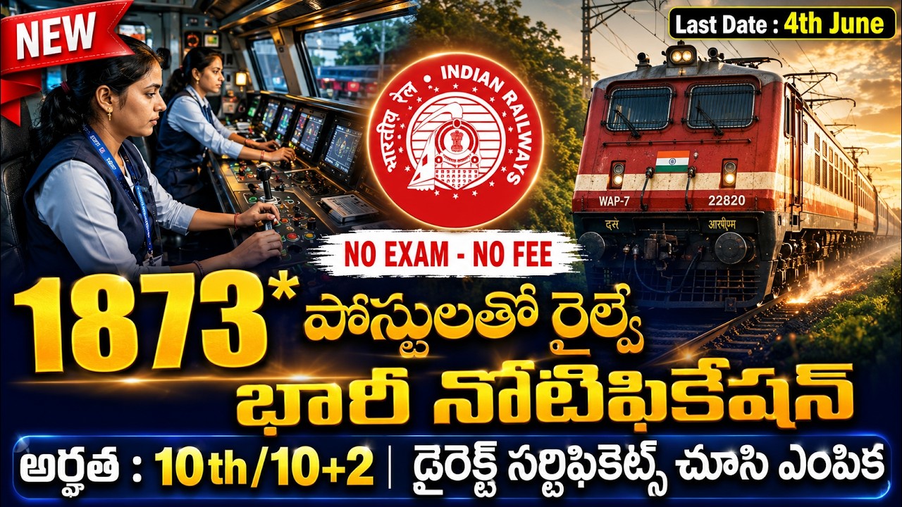 🚂 రైల్వేలో 1873 ఉద్యోగాలు, Exam లేదు | 10th/10+2 Pass | SECR Railway recruitment 2026 | Govt Jobs