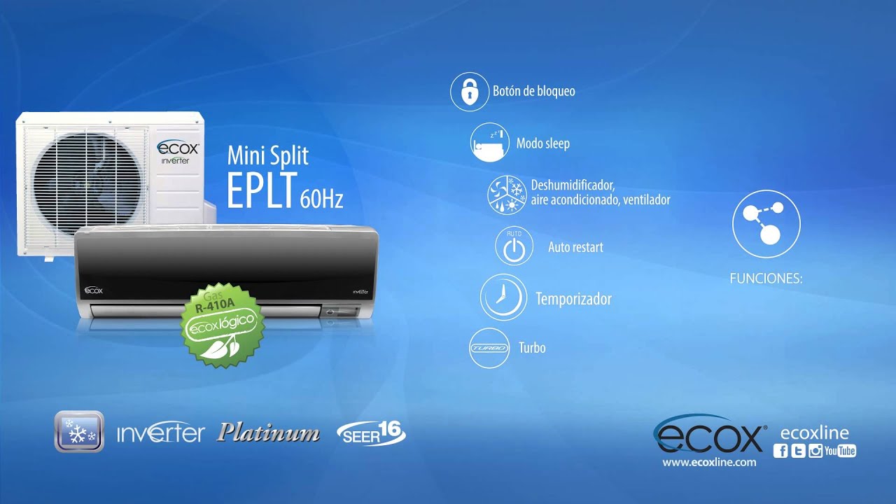 Mini Split ecox, Modelo: EPLT, Platinum, SEER16, 60Hz