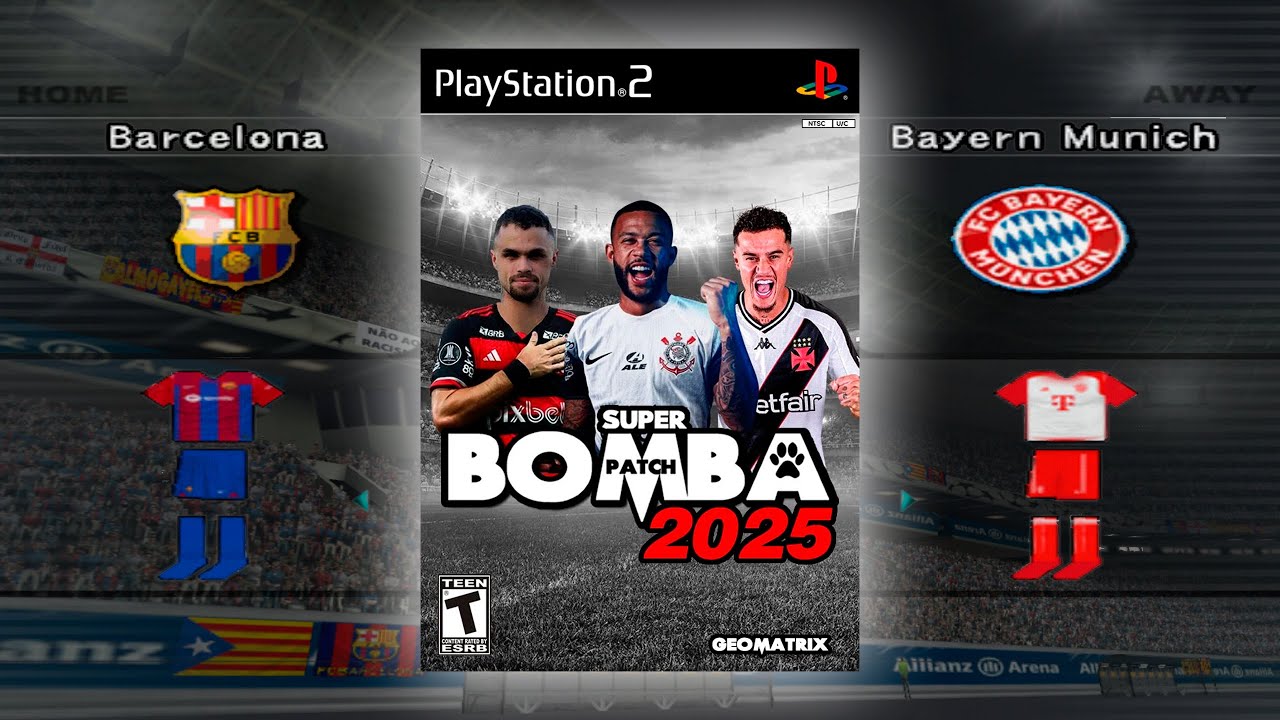 Jogo Barcelona x Bayern Munich - Super Bomba Patch 2025 Geomatrix Gameplay - PES, Winning Eleven