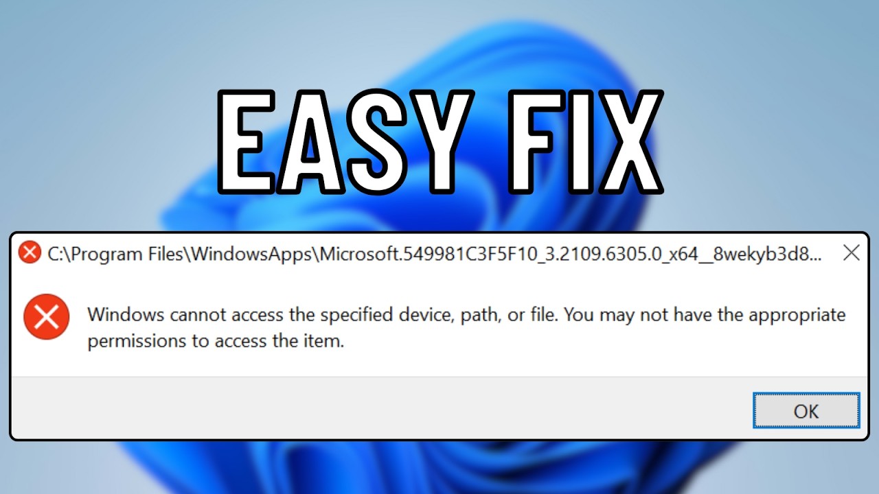 Исправление ошибки «Windows не может получить доступ к указанному пути устройства или файлу» (2025)