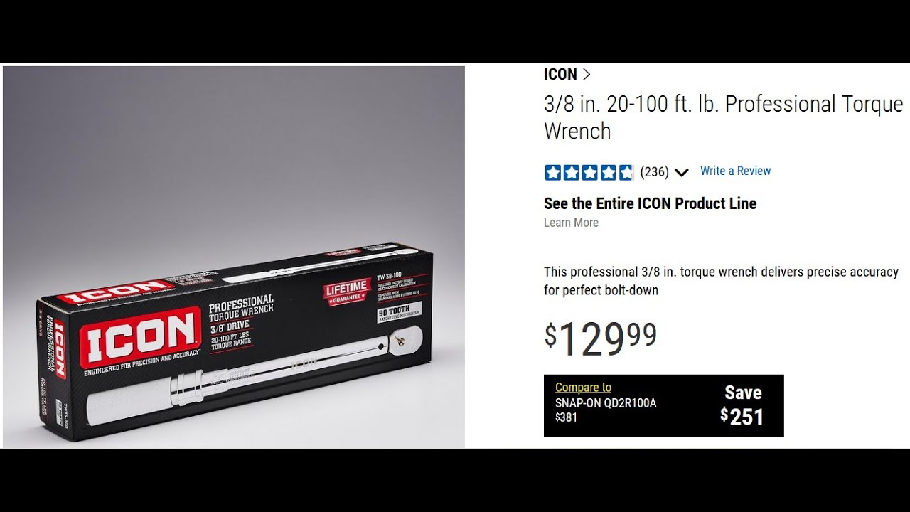 Harbor Freight ICON 3/8 20-100 ft. lb Professional Torque Wrench Review