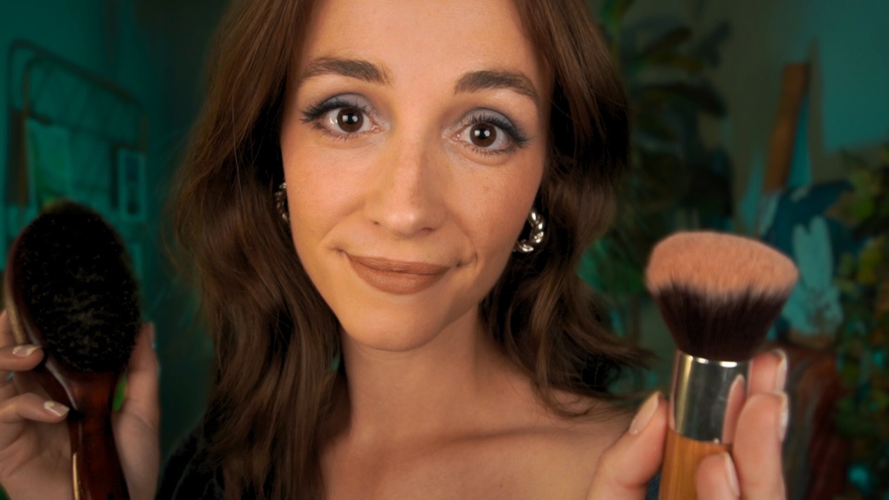 ASMR Roleplay ♥ Giving You a Soft Glam Makeover ♥ (makeup, hair, whispers, layered sounds)