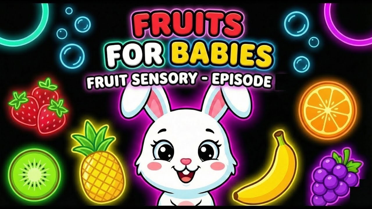 Baby Sensory Video: Learn Fruits & Vegetables 🍎🥕 | Cute Bunny Visual Stimulation 34