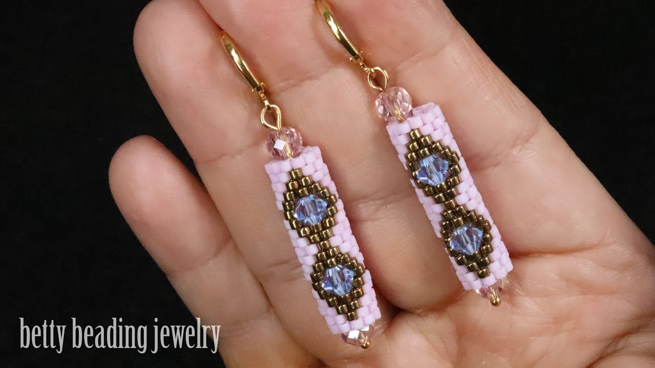 Tubular earring with center bicon beads beautiful and easy tutorial