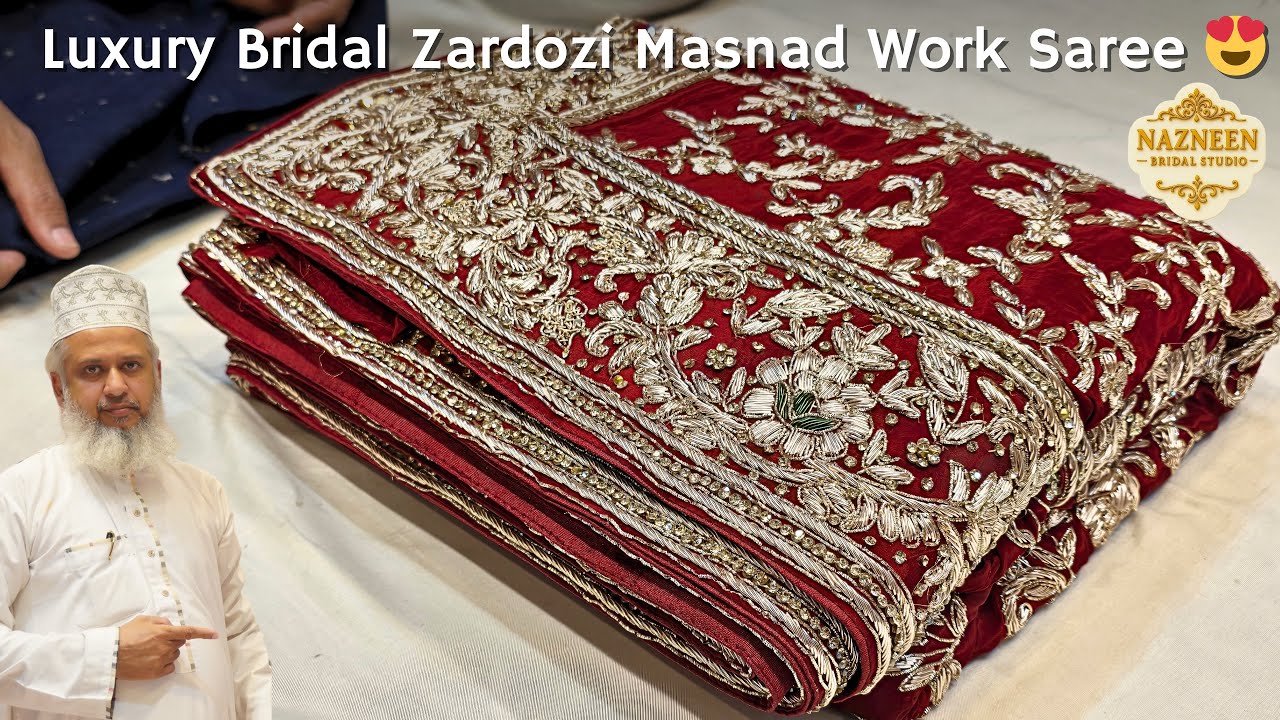 Luxury Bridal Zardozi Masnad Work Saree 😍 | Royal Designer Bridal Saree Collection 2026 | #zardozi 