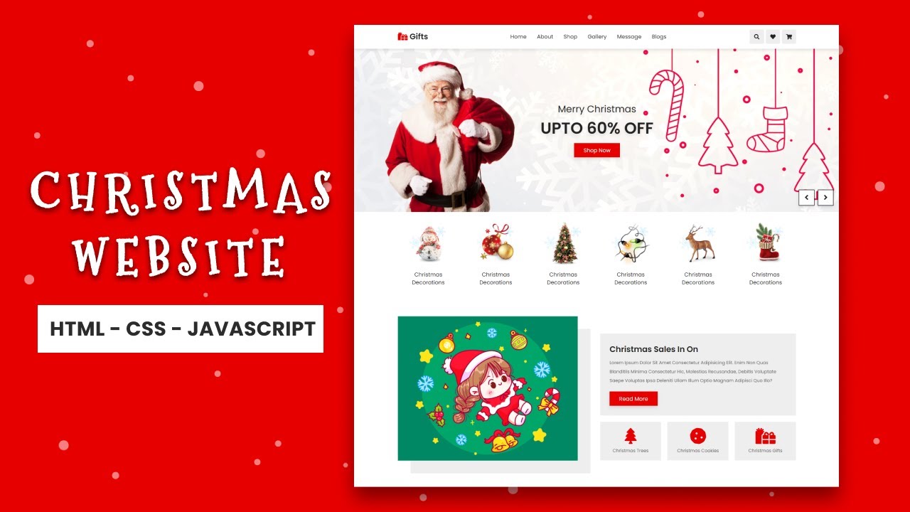 Create A Responsive Christmas Website Design - HTML CSS / SASS And Vanilla JavaScript - Step By Step