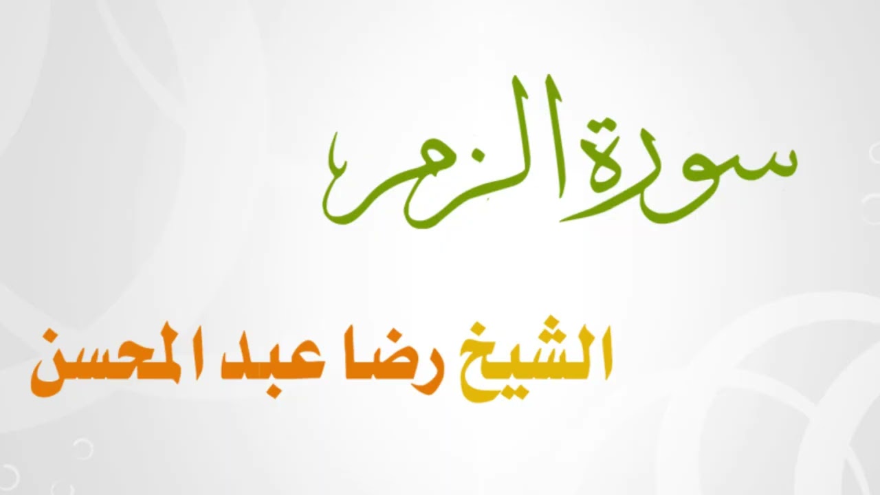 039 سورة الزمر للشيخ رضا عبد المحسن