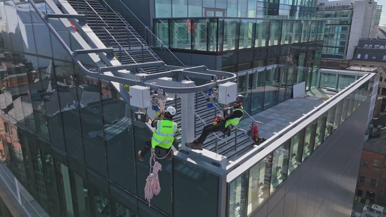Heightsafe St Michael's Manchester Abseil Track Installation