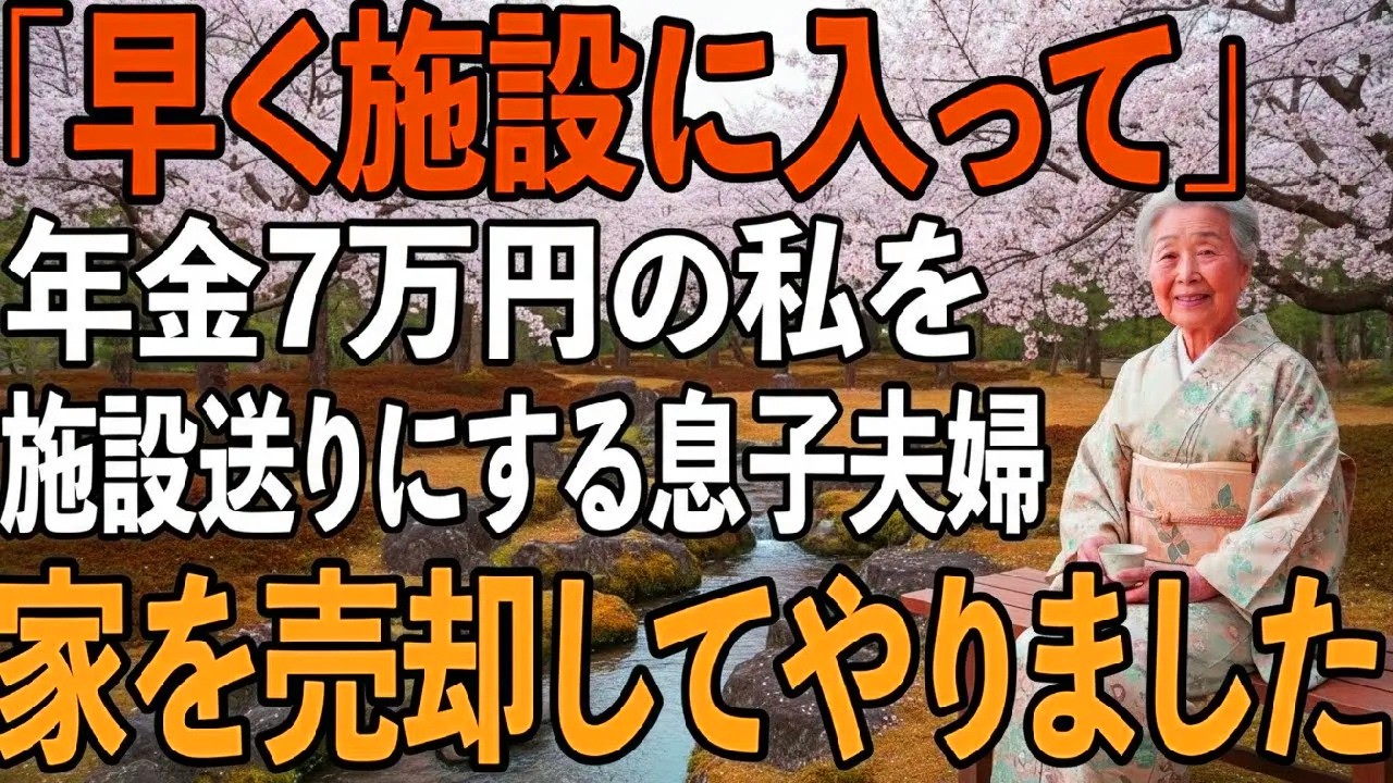 月7万の年金暮らしの私を邪魔者扱いして施設送りにする息子嫁。我慢の限界の私は、その夜息子夫婦の家を売却してやりました【シニアライフ】【60代以上の方へ】