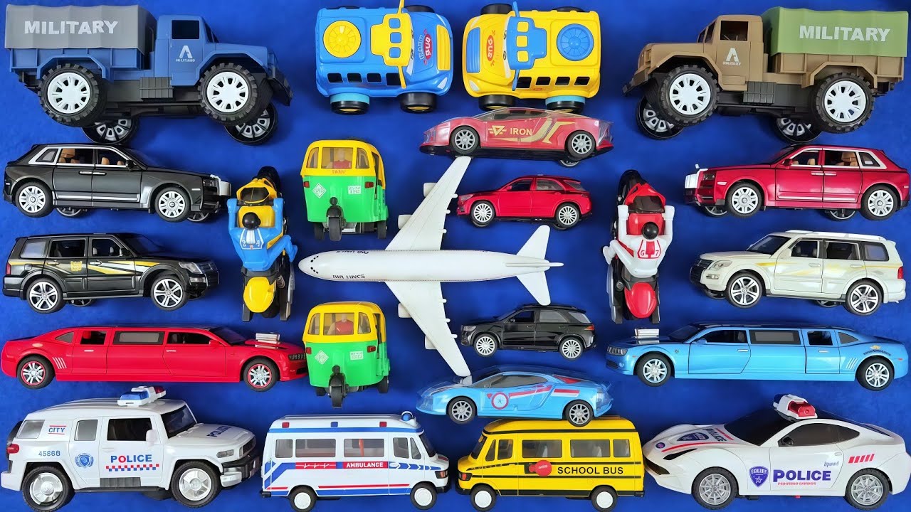 Kids Toy Vehicles Video | Ambulance 🚑 School Bus 🚌 Airplane ✈️ Police Car 🚓
