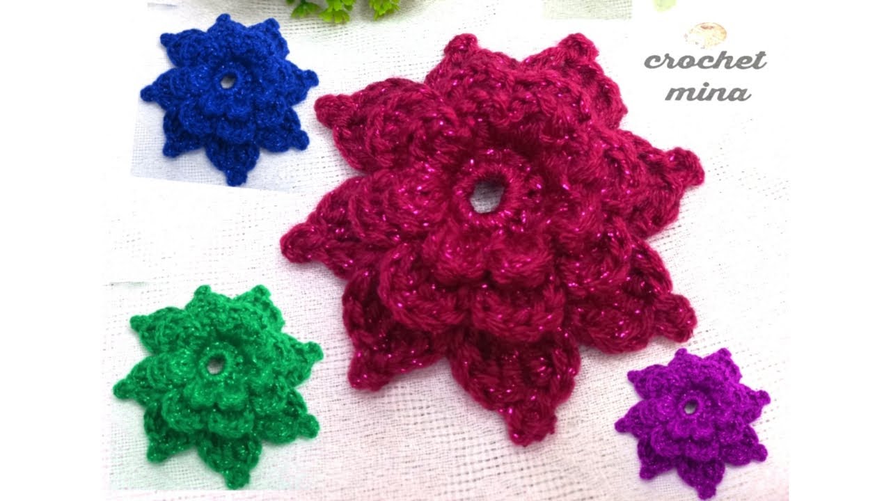 وردة كروشيه مجسمة 🌸  how to crochet a rose and flowers🌺