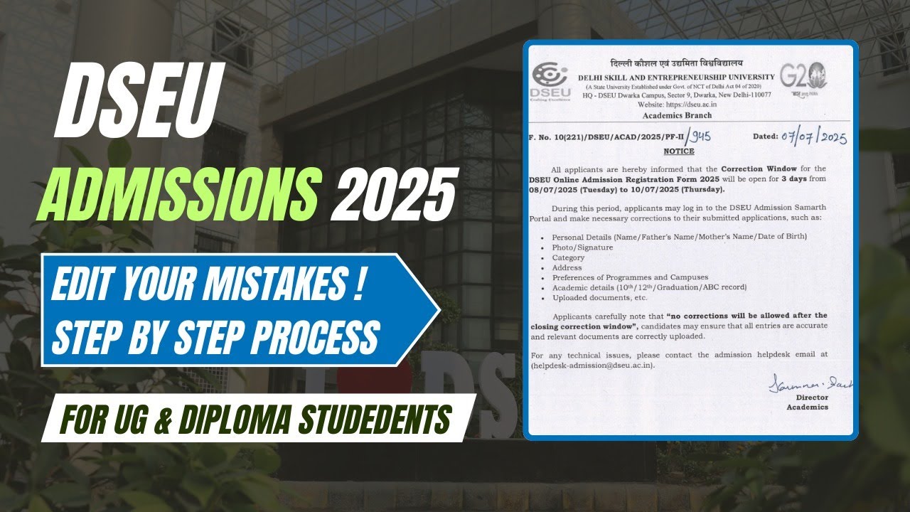 How to Do Correction in DSEU Admissions 2025 &ndash; Step by Step Process