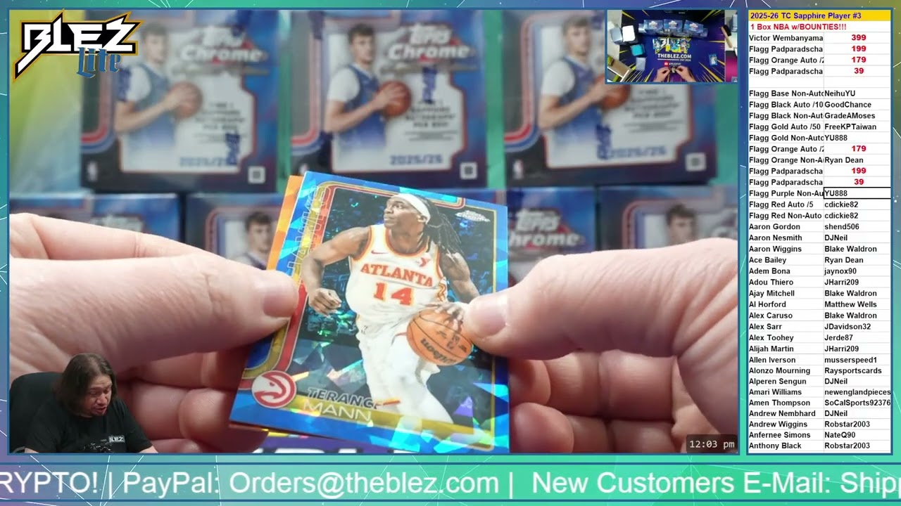 2025-26 Topps Chrome Sapphire NBA 1 Box Break #3 Pick Your Player