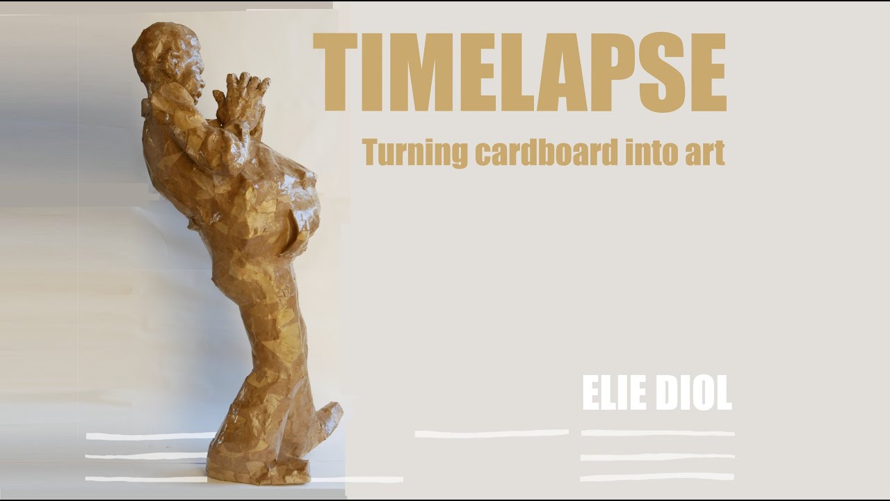 the trumpeter-TIMELAPSE of a cardboard sculpture